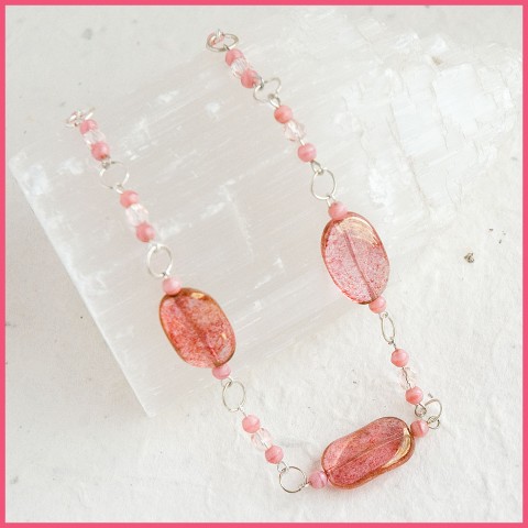 Růžové - mačkané růžová elegance náhrdelník 