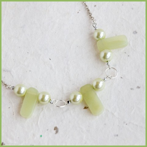 Jadeitový s perličkami jadeit náhrdelník perličky 