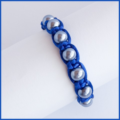 Modrý - perličky macramé náramek 
