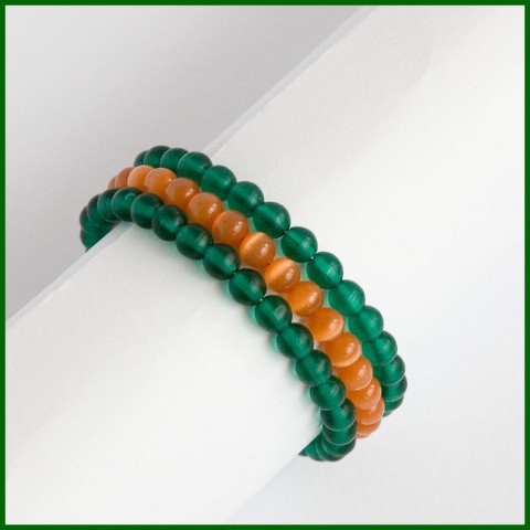 Zeleno oranžový náramek elegance paměťový drát 