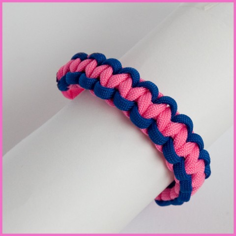 Růžovo modrý - paracord náramek macramé paracord 