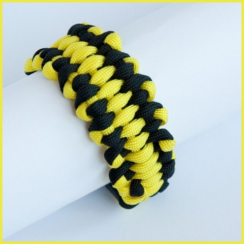 Žluto černý neon - dragon macramé náramek paracord 