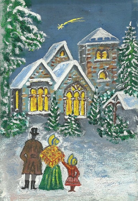 Vánoční procházka sníh vánoce kometa kostelíček zasněžená 