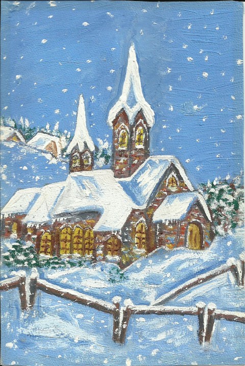 Zasněžený kostelíček sníh vánoce kostelíček zasněžené 