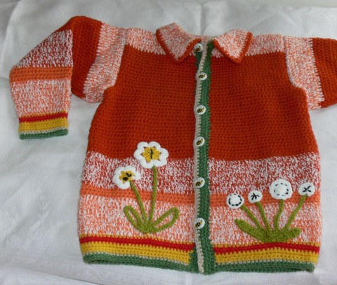 dětský veselý svetřík háčkovaný svetr 