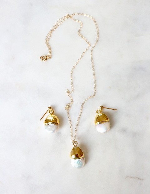 Perlový set šperků dárek náušnice řetízek luxusní perly perla perlový nakrk minimalistický 