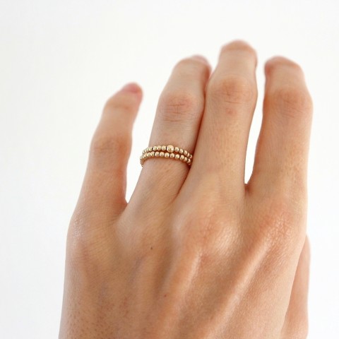 Prstýnek ze zlatým korálků (GF) prsten prstýnek zlato minimalismus korálkový 