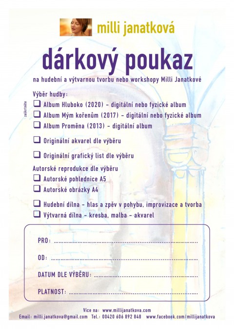 Dárkový poukaz 500 - tvorba, dílny dar dárek poukaz obraz zpěv hudb 