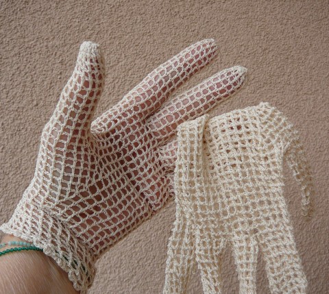 béžovéh rukavičky velikost M retro rukavičky romantické rukavičky vintage rukavičky háčkované rukavíčky béžové rukavičky 