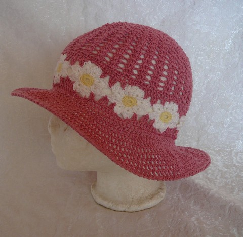 starorůžový háčkovaný klobouk háčkovaný klobouk letní klobouk starorůžový klobouk 