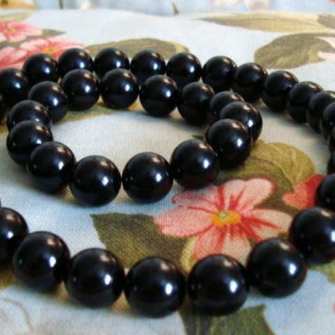 retro - černé korále s náramkem náhrdelník korálky černá retro náramky dámské korále stylové 