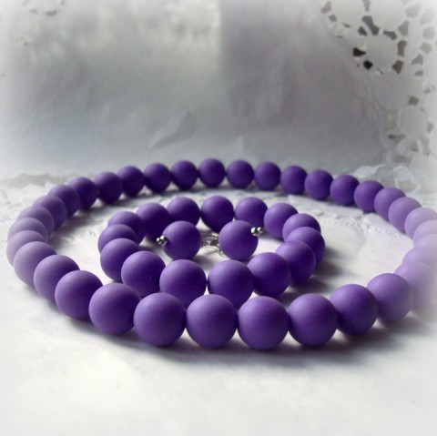 matně fialové náhrdelník náramek fialová sada retro korále plastové pastelová akrylové 
