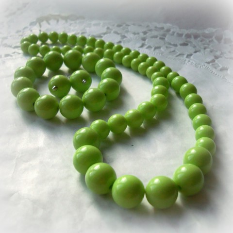 komplet sada, dlouhé 58 cm náhrdelník náramek zelená náušnice sada retro limetková 