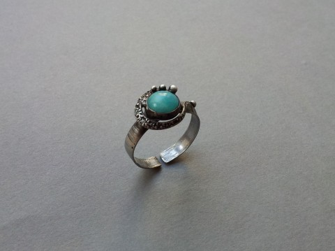 Prsten z Peru dárek prsten cín žena tyrkysová patina nerez ocel amazonit cínovaný bezolovnatý teci manželka peru 