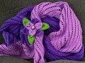 Fialové hortenzie - pletený šátek