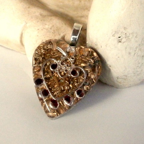 Orgonitové srdce, *Pro Lásku* šperk křišťál minerály energie drahé kameny osobní orgonit stones.luxusní pendant 