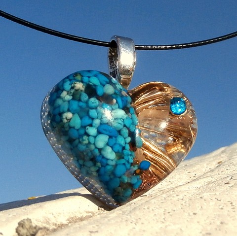 Orgonitové srdce *Nebeská modř* šperk křišťál minerály energie drahé kameny osobní orgonit stones.luxusní pendant 