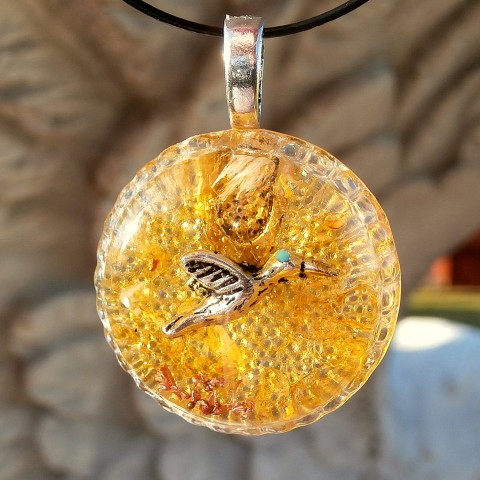 ORGONIT *Kolibřík* symbol radosti 2 šperk křišťál minerály energie drahé kameny osobní orgonit stones.luxusní pendant 