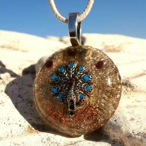 Orgonit *Páv symbol marnivosti* šperk křišťál minerály energie drahé kameny osobní orgonit stones.luxusní pendant 