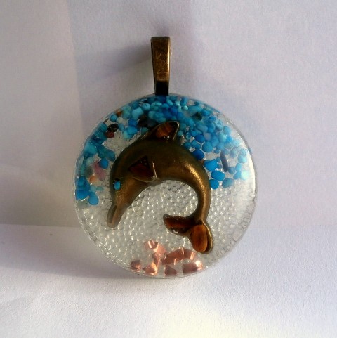 Orgonit *Delfín v laguně*, 1 šperk křišťál minerály energie drahé kameny osobní orgonit stones.luxusní pendant 