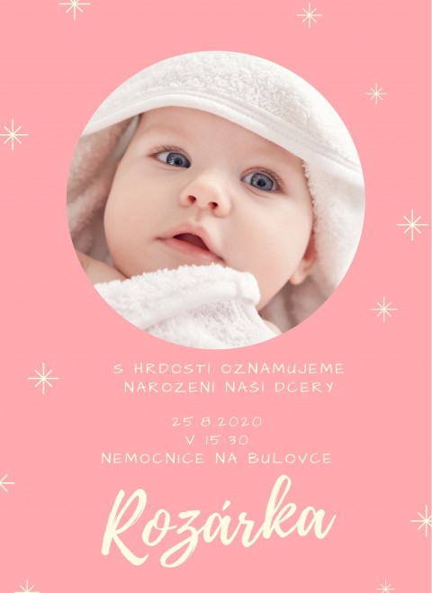 Oznámení o narození dítěte s fotkou přání dítě miminko oslava párty narození oznámení pozvánka personalizované 