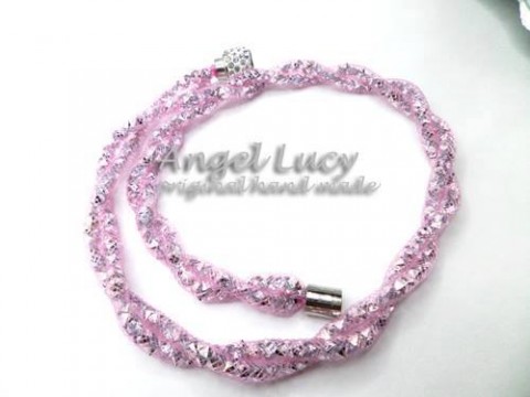 Třpytivý náhrdelník - sv.růžová náhrdelník růžová elegantní šedá elegance třpyt pink krystal třpytivý 