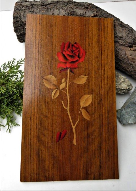 Růže z lásky dřevo dárek vánoce svátek růže obrázek dárek z lásky dýha intarzie 