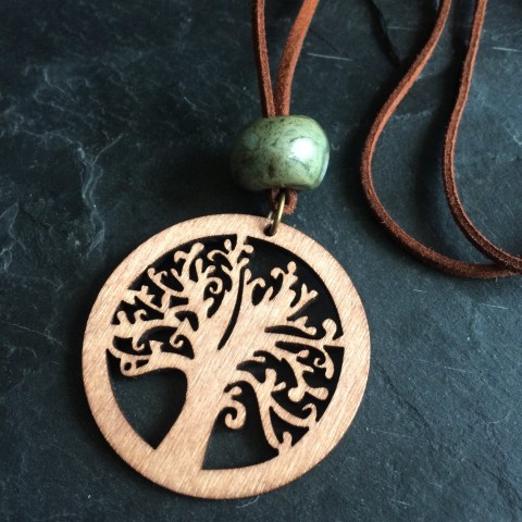 Přívěsek Strom života šperk náhrdelník originální strom keltský jihočeši strom života keramický korálek dřevěný přívěsek 