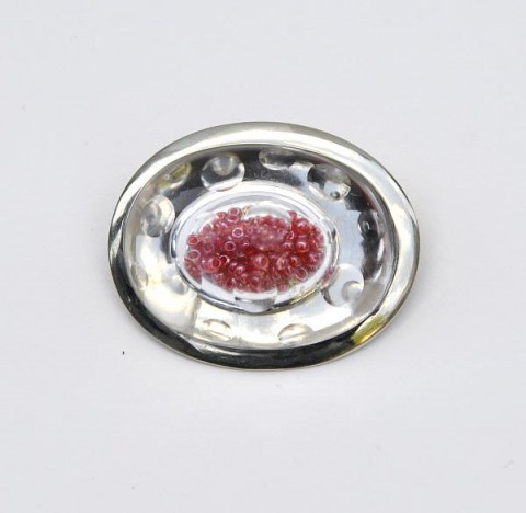 Brož šperk sklo design bižuterie stříbro skleněný 