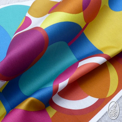 Autorská látka Mona bavlna kola vzorovaná bavlněná barevná látka velké vzory 