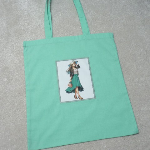 Bavlněná nákupní taška - mint mátová nákupní taška taška s obrázkem zelená taška mint taška 