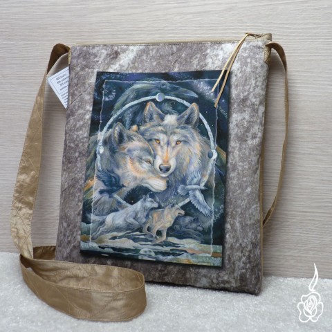 Taška s vlky č.3 vlk vlci kabelka s obrázkem hnědá kabelka kabelka s vlky 