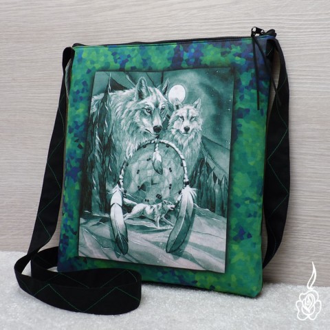 Taška s vlky č.2 vlk vlci kabelka s obrázkem zelená kabelka kabelka s vlky 