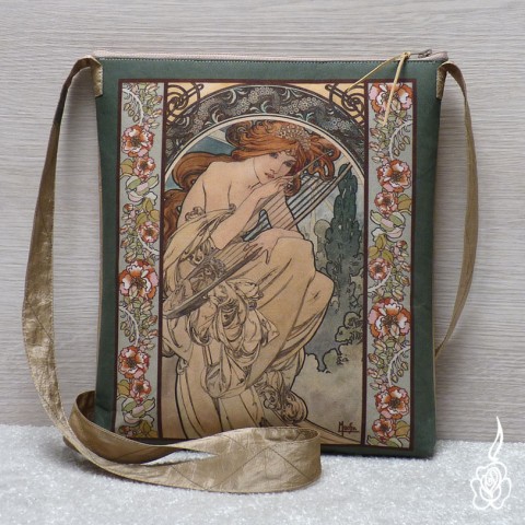 Taška Alfons Mucha - Alegorie hudby kabelka béžová khaki mucha taška s muchou 