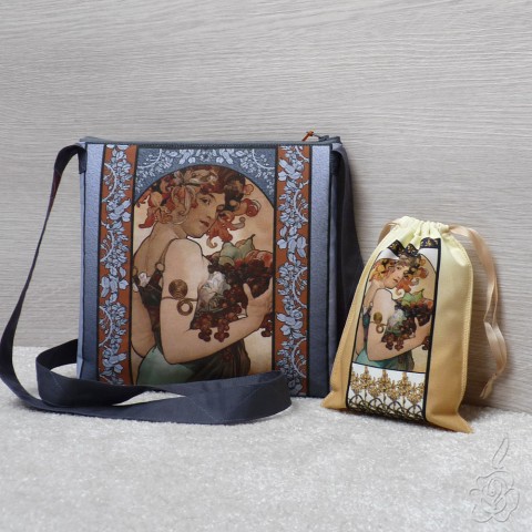 Barevná kabelka Alfons Mucha-Ovoce malá kabelka mucha crossbody barevná kabelka kabelka s muchou látková kabelka 