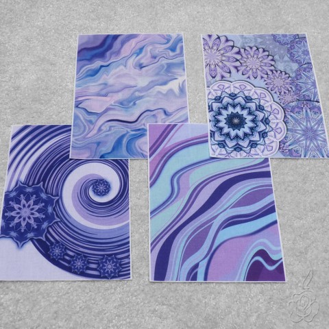 Set bavlněných panelů - fialové fialová bavlněné panely vzorovaná látka látkové panely látka na patchwork fialové odstíny 