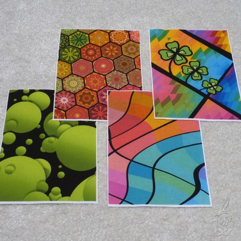 Set bavlněných panelů - barevné čtyřlístky bavlněné panely barevná látka vzorovaná látka látkové panely látka na patchwork 