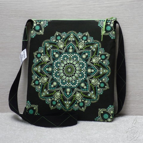 Originální taška s mandalou-Dot Art mandala crossbody zelené odstíny kabelka s mandalou zelená kabelka 