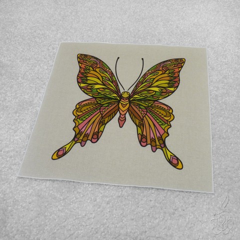 Bavlněný panel s motýlem - barevný bavlněné panely barevný motýl vzorovaná látka látkové panely látka na patchwork látka s motýlem panel s motýlem 