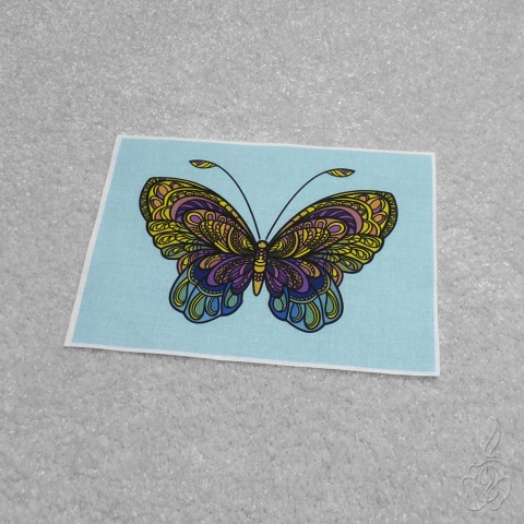 Bavlněný panel s motýlem - barevný bavlněné panely barevný motýl vzorovaná látka látkové panely látka na patchwork látka s motýlem panel s motýlem 