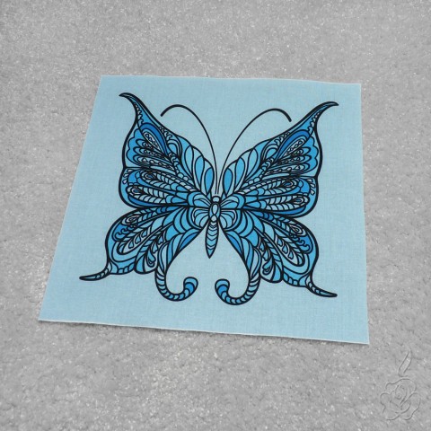 Bavlněný panel s motýlem - modrý bavlněné panely vzorovaná látka modrý motýl látkové panely látka na patchwork látka s motýlem panel s motýlem 