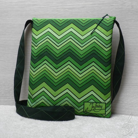 Zelená crossbody kabelka - Stáňa cik cak zelená taška zelená kabelka vzorovaná kabelka látková kabelka crossbody kabelka 