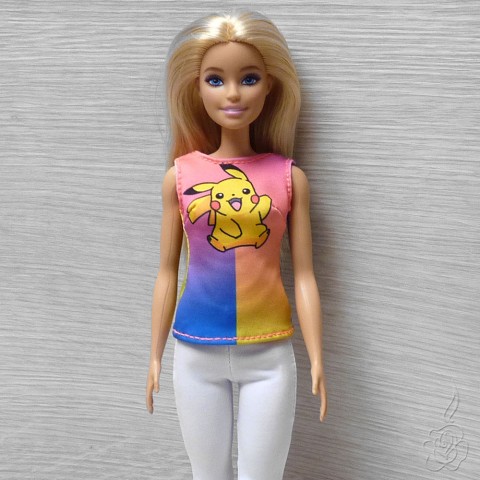 Tílko pro Barbie - pikachu pikachu oblečky pro panenku tílko pro barbie tričko pro barbie 