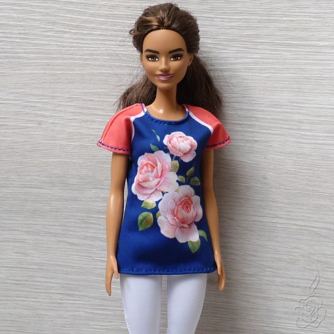 Tričko s růžemi pro Barbie oblečky pro panenku tričko pro barbie tričko pro panenku 