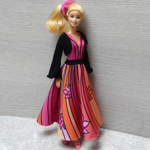 Dlouhé šaty s bolerkem pro Barbie šaty pro panenku oblečky pro panenku dlouhé šaty pro barbie růžové šaty pro barbie 
