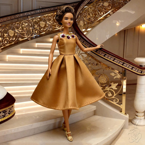 Zlaté šaty pro Barbie šaty pro panenku šatičky pro barbie oblečky pro panenku šaty pro barbie 