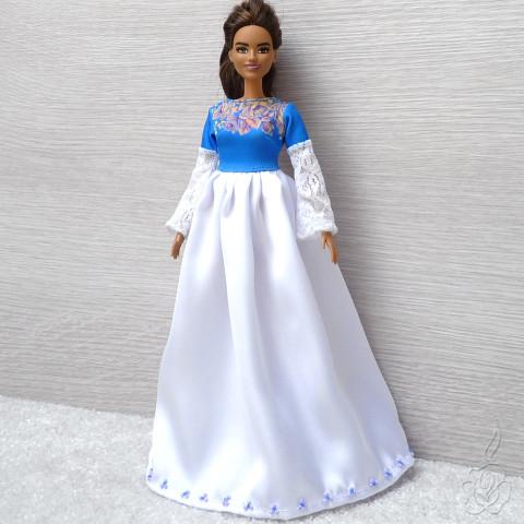 Dlouhé šaty pro Barbie šaty pro panenku oblečky pro panenku dlouhé šaty pro barbie modré šaty pro barbie 