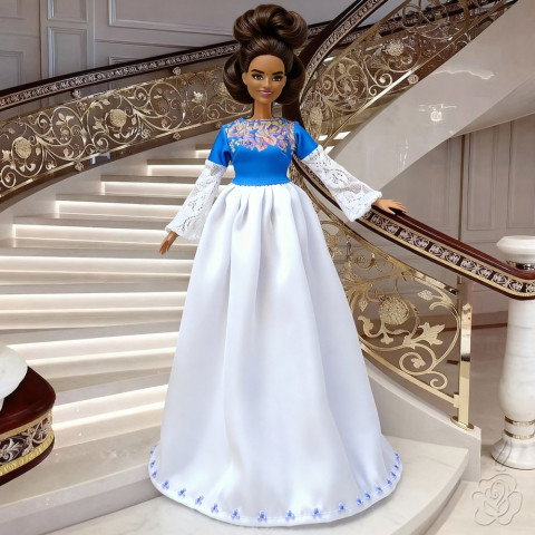 Dlouhé šaty pro Barbie šaty pro panenku oblečky pro panenku dlouhé šaty pro barbie modré šaty pro barbie 