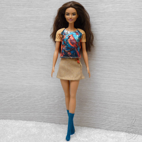 Tričko a mini pro Barbie oblečky pro panenku tričko pro barbie sukýnka pro barbie komplet pro panenku minisukně pro barbie 