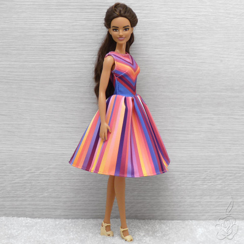 Pruhované šaty pro Barbie oblečky pro barbie šatičky pro barbie oblečky pro panenku šaty pro barbie oblečky pro sběratele 